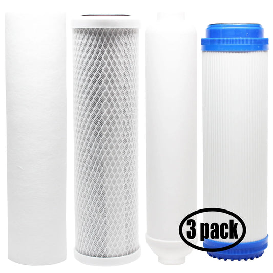 3-Pack Replacement for Filter Kit for Expres Water ROALK10DC RO System - Includes Carbon Block Filter, PP Sediment Filter, GAC Filter & Inline Filter Cartridge - Denali Pure Brand