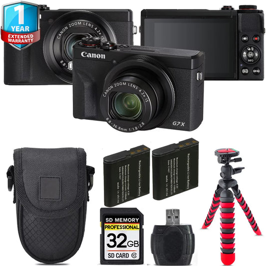 Canon PowerShot G7 X Mark III Digital Camera (Black) + 1 Yr Warranty +Tripod + Case -32GB Kit