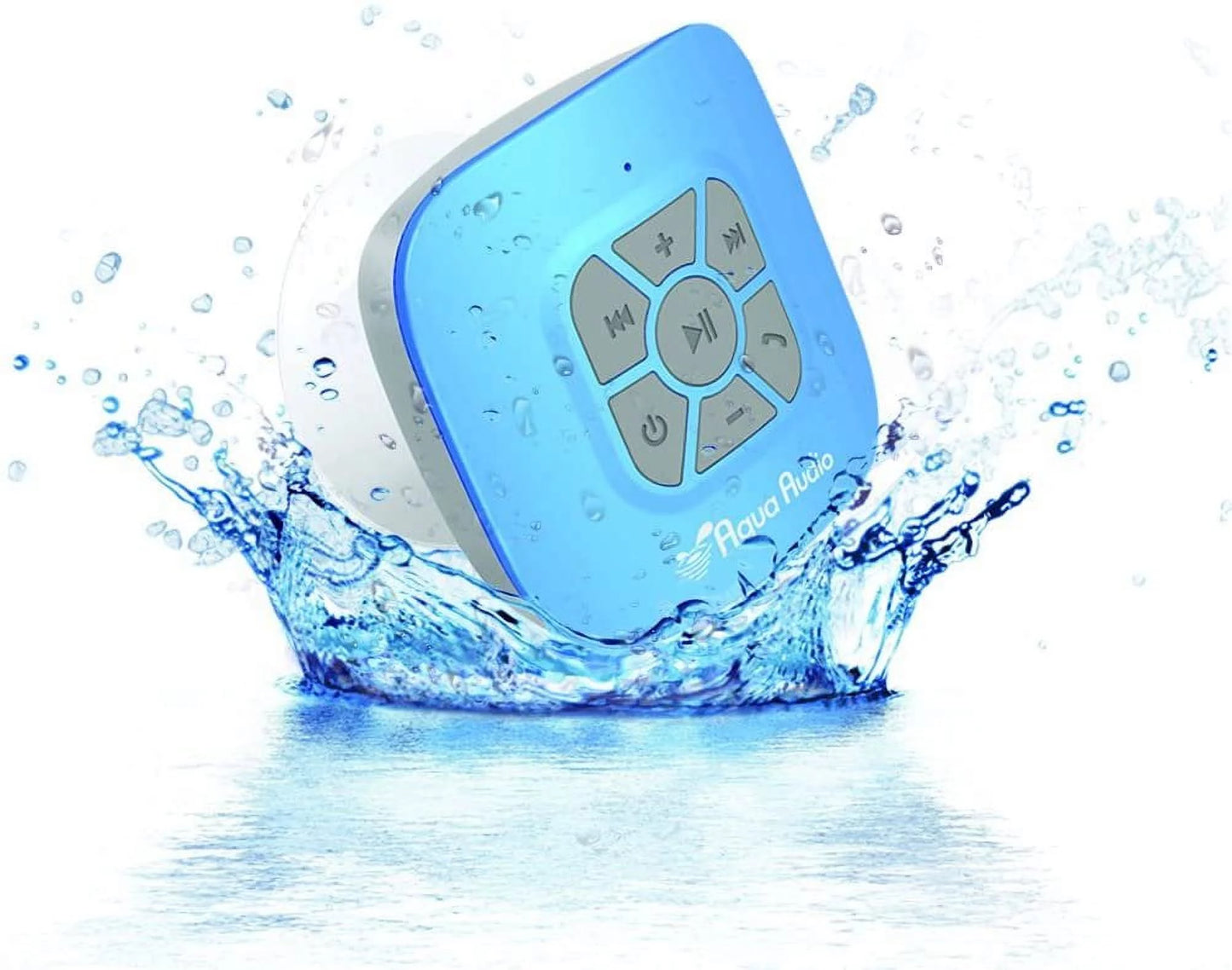 aquaaudio cubo waterproof bluetooth wireless speaker with strong suction cup & built-in mic (blue)