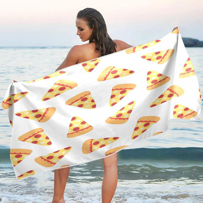 Bestwell Pizza Slices Beach Towel - Super Absorbent Oversized Travel Towels - Lightweight Compact Quick Dry Towel for Swimming Camping Holiday （573）