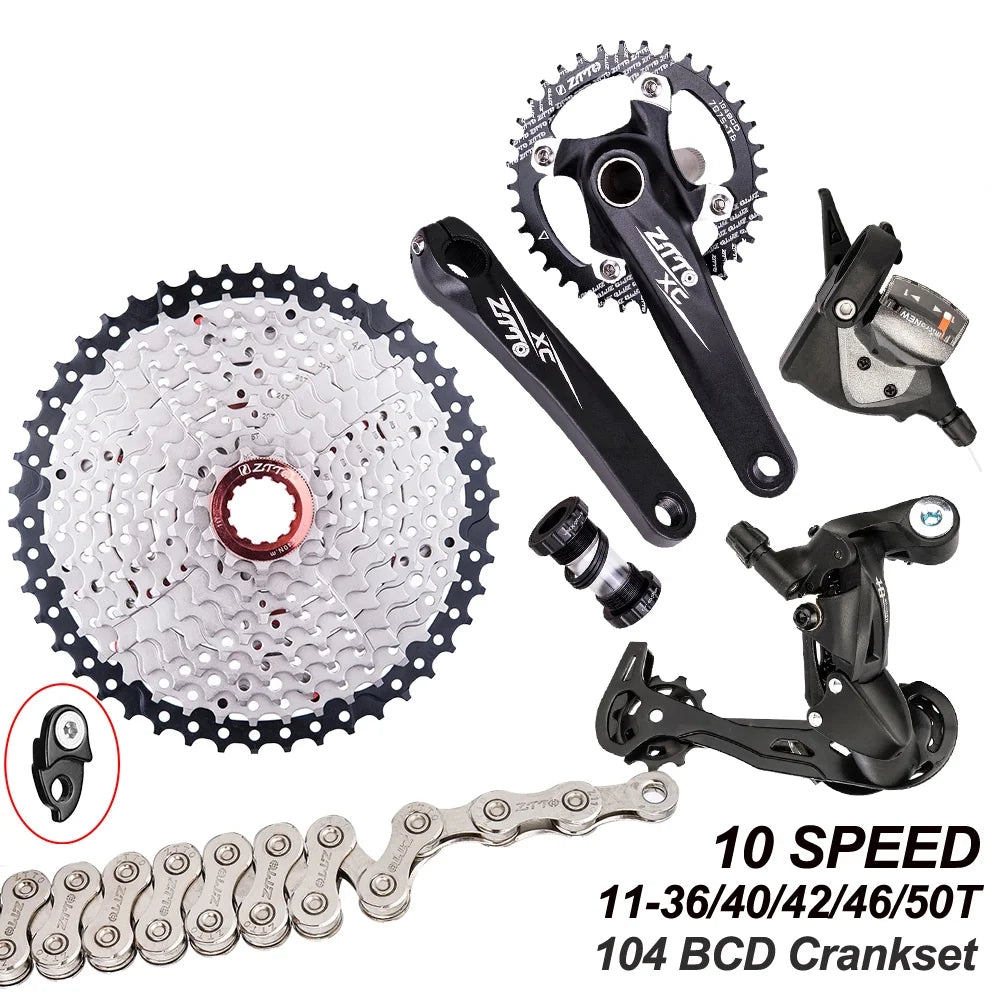 ZTTO Cycle transmission kit,Crankset 11-50T Cassette Speed MTB Derailleurs Bike Crankset 11-50T Flywheel 10 Speed 10 Speed Chain 1x10 Speed Cassette Flywheel 10 Derailleurs er Mountain Bike ANRIO