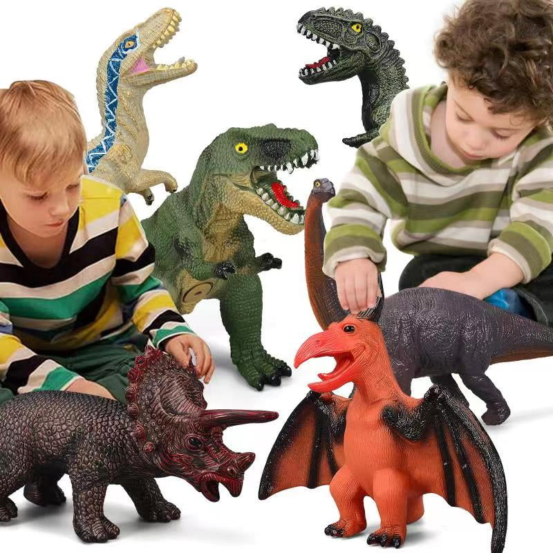 6 Piece Jumbo Dinosaur Toys for Kids and Toddlers, 13-17 Inches Blue Velociraptor T-Rex, Large Soft Dinosaur Toys Set for Dinosaur Lovers - Perfect Dinosaur Party Favors, Birthday Gifts