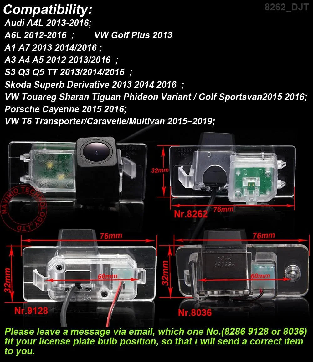 Car Rear View Back up Camera Parking Replacement for Audi A4L A6L A1 A7 A3 A4 A5 S3 Q3 Q5 TT Skoda Superb VW Golf VI 6