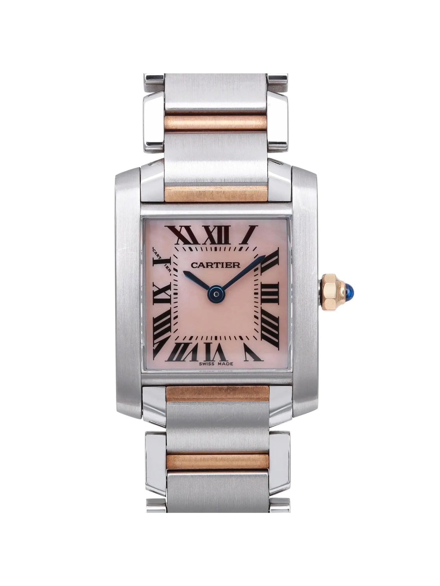 Cartier Tank Francaise 18K Rose Gold Steel MOP Dial Quartz Ladies Watch 2384