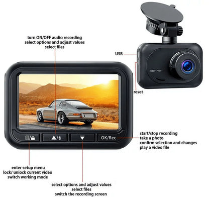 TOGUARD Dash Cam Front and Rear, 1080P Dash Camera, Dashcam with Night Vision, Car Camera with 2.45-inch LCD Display, Parking Mode, G-Sensor, Loop Recording, WDR