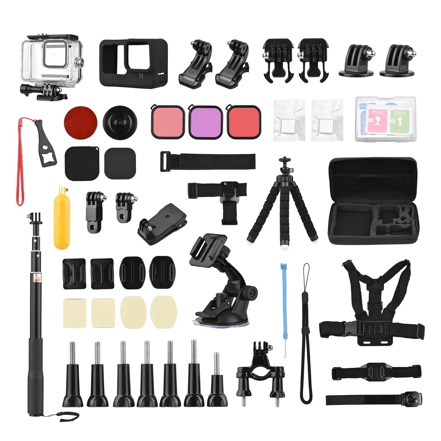 Anself Action Accessories Kit Sports Accessories Set with Waterproop Housing Silicone Protective Case Selfie Stick Various Mount Bracket and More Replacement for GoPro Hero 109 Black with