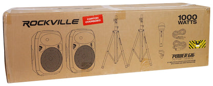 Rockville RPG122K Dual 12" Speakers w/ Bluetooth+Mic+Speaker Stands+Cables+Bag