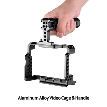 7299 Aluminum Alloy Cage Kit with Video Rig Handle Grip Replacement for Sony A7R III/ A7 II/ A7III