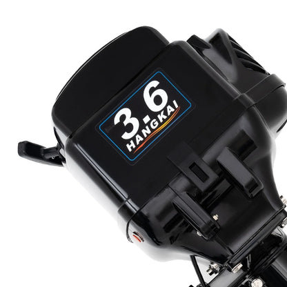 2 Stroke 3.6 Gasoline Outboard Motor, 55cc Fishing Boat Engine with Water Cooling System Clutch Control Black