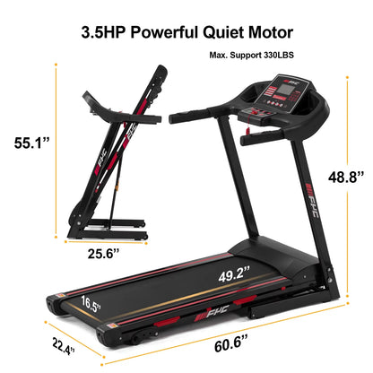 Anself FYC Folding Treadmill for Home - 330 LBS Weight Capacity Running Machine with Incline/, 3.5HP 16KM/H Max Speed Foldable Electric Treadmill Easily Assembly, Home Gym Workout Exercise