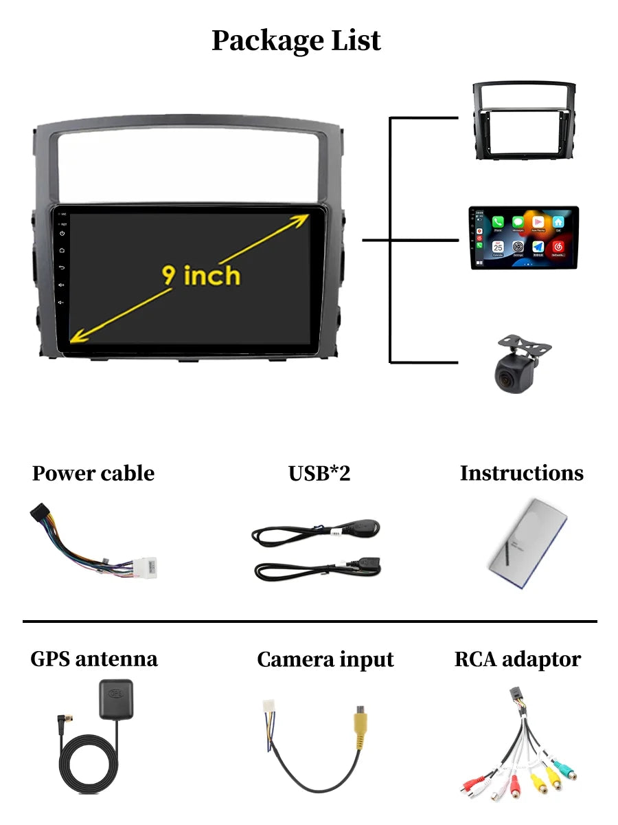 Car Stereo Radio For Mitsubishi Pajero 4 V80 V90 2006 - 2014 Android Screen GPS Navi With Carplay Android Auto