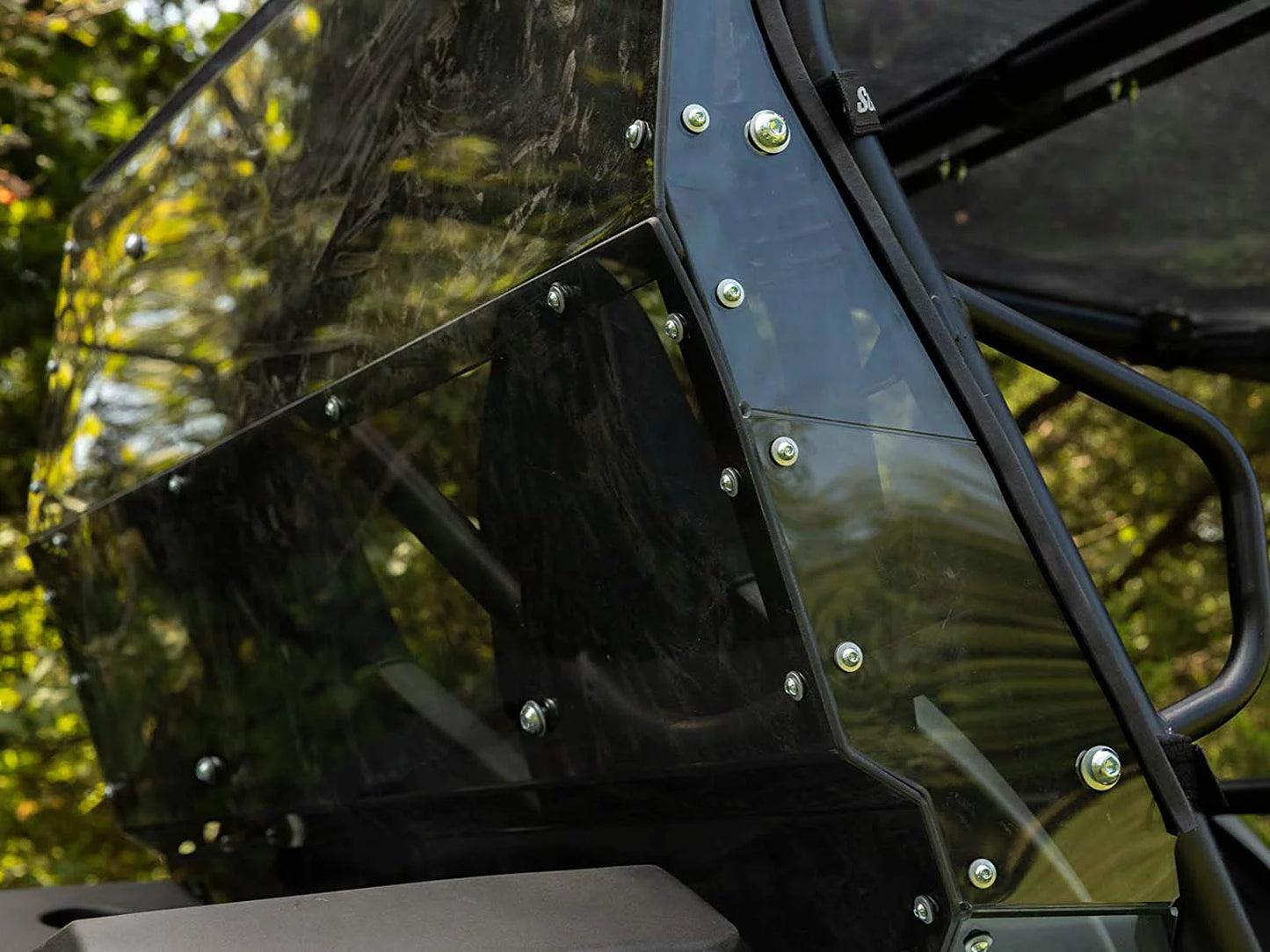 SuperATV Heavy Duty Rear Windshield for 2014+ Kawasaki Teryx 4 800 / 2021+ Teryx 4 S 1/4" Thick Lightly Tinted Polycarbonate 250x Stronger Than Glass Protects You From Flying Debris Made in USA!