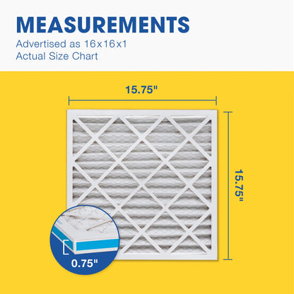 16x16x1 AC and Furnace Air Filter by Aerostar - MERV 13, Box of 6