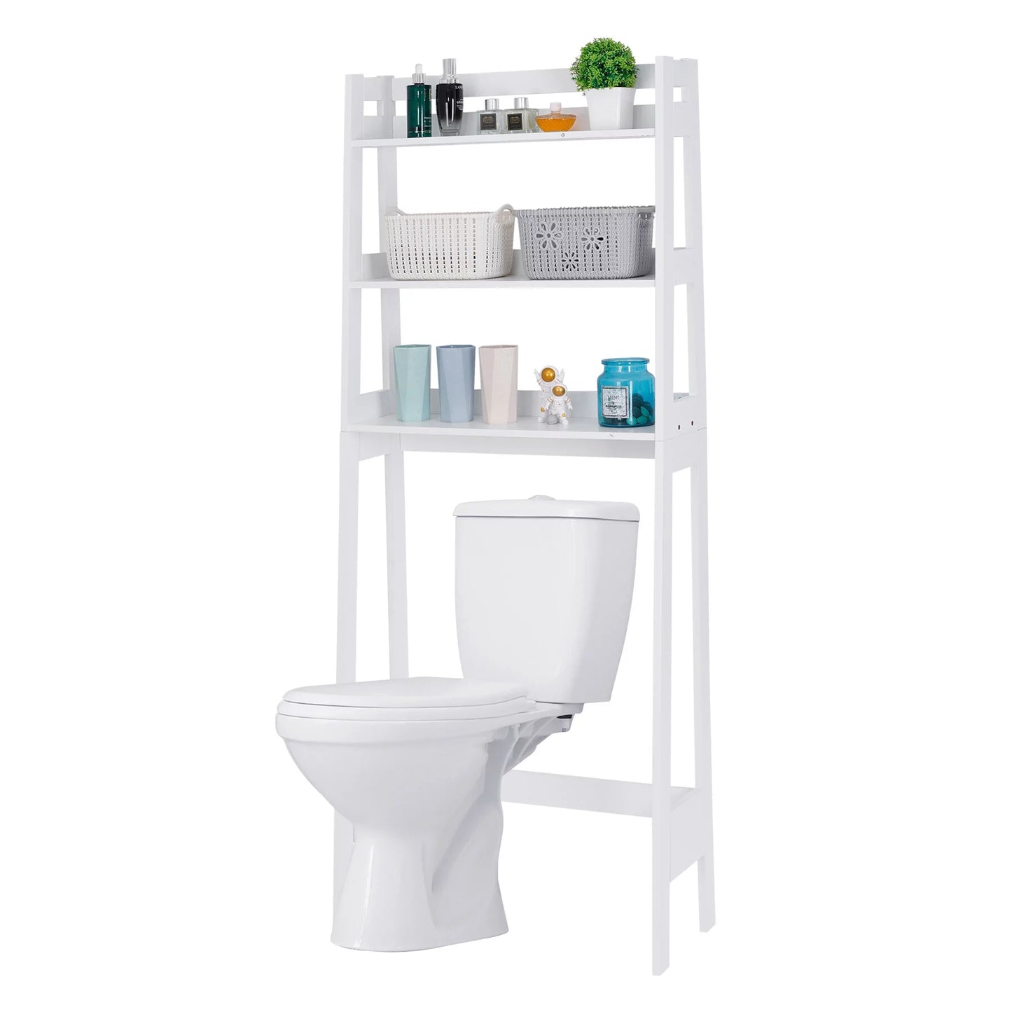 ZENSTYLE Over The Toilet Storage Rack 3-Tier Organizer Shelf Bathroom Space Saver White