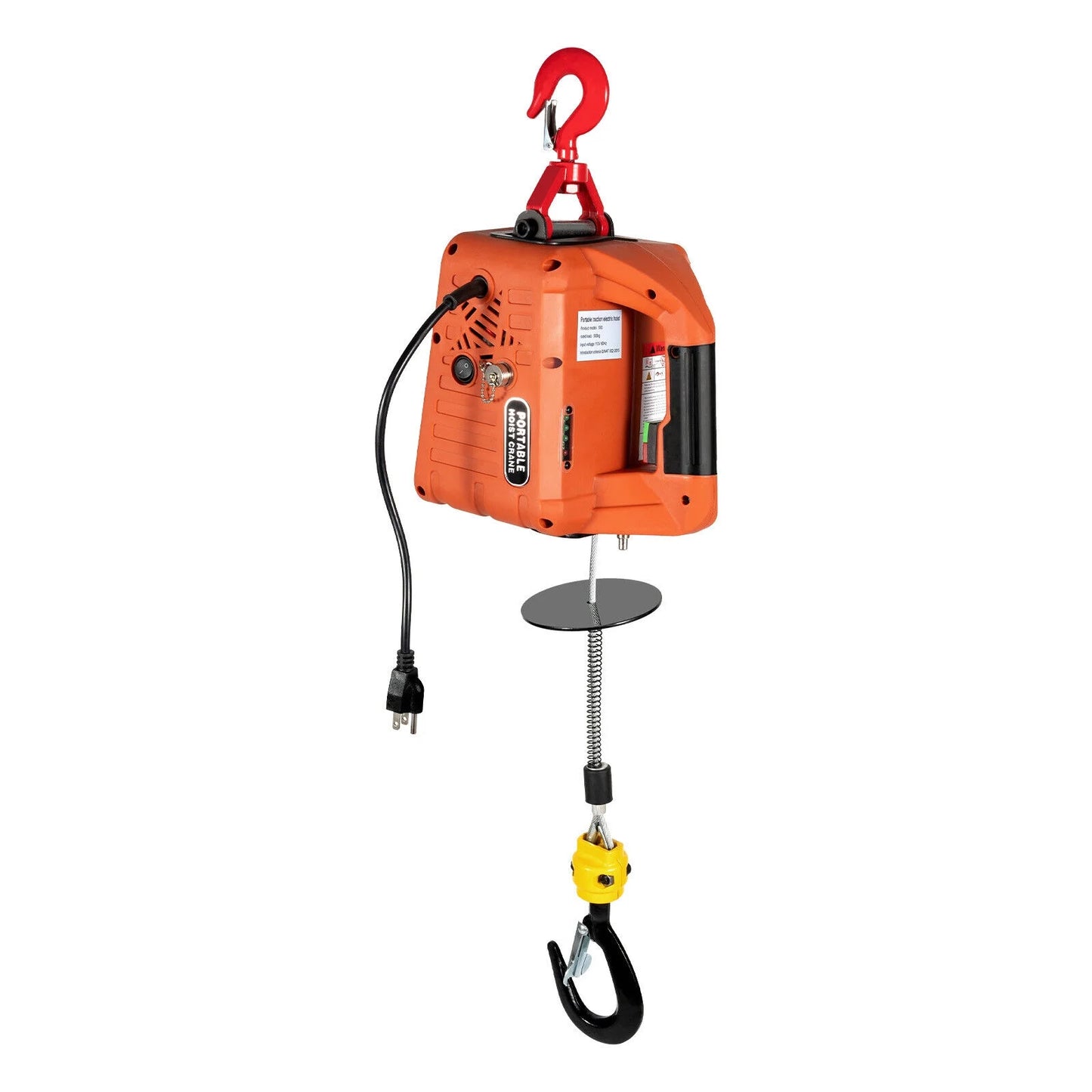 3-in-1 Hoist, Electric Hoist Winch, 1100lbs Portable Electric Winch, 110V Power Winch Crane, 25ft Lifting Height, w/Wire Control, Overload Protection for Lifting Towing