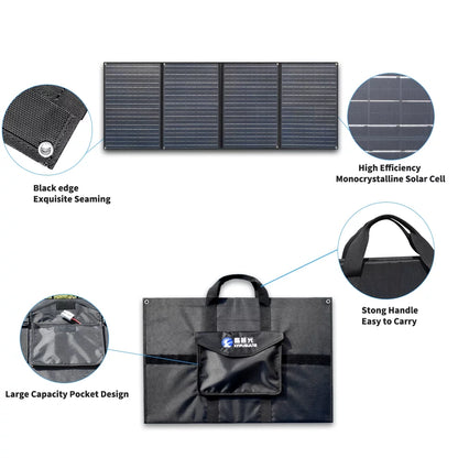 XINPUGUANG 200w 12v Foldable Solar Panel Kit 4 x 50 watt Solar Charger 20A Charge Controller for Camping, Hiking, 12 volt Outdoor Leisure Battery Power Generator Station Black