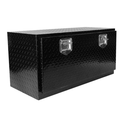 36 inch Heavy Duty Black Aluminum Tread Tool Box Truck Trailer Underbody Storage+Locks With T-Handle Latch Key Black + Aluminum + Square box + 36"(36"×17.1"×17.9")