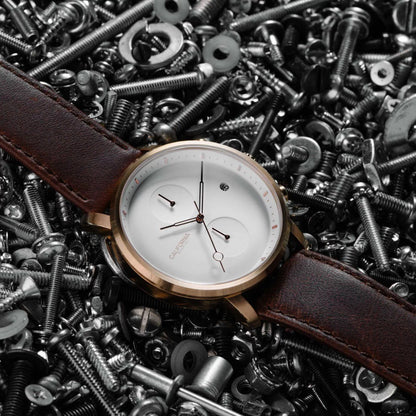 California Watch Co. Golden Gate Chrono Leather Rose Gold White