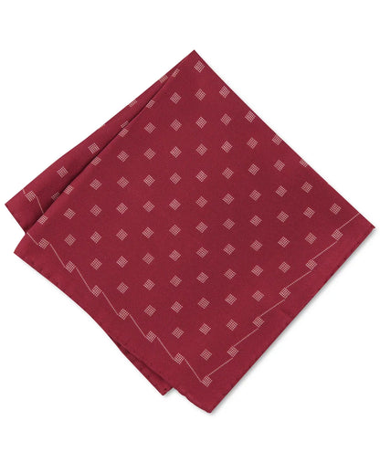 Alfani BURGUNDY Men's Dot Square Geometric Silk Pocket Square, O/S