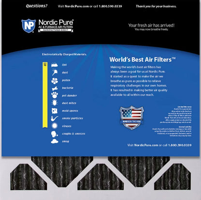 20x20x1 (19_1/2x19_1/2) Furnace Air Filters MERV 10 Pleated Plus Carbon 6 Pack