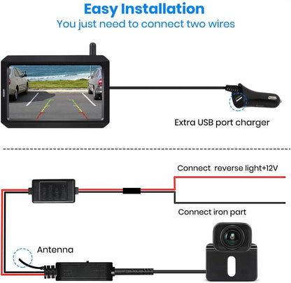 AUTO-VOX W7PRO Wireless Back Up Camera, 5" TFT Monitors Trailer Rear View Cam Systems, Dual Camera Channels with 2.4G Stable Digital Signal for Car, Truck, RV,Camper