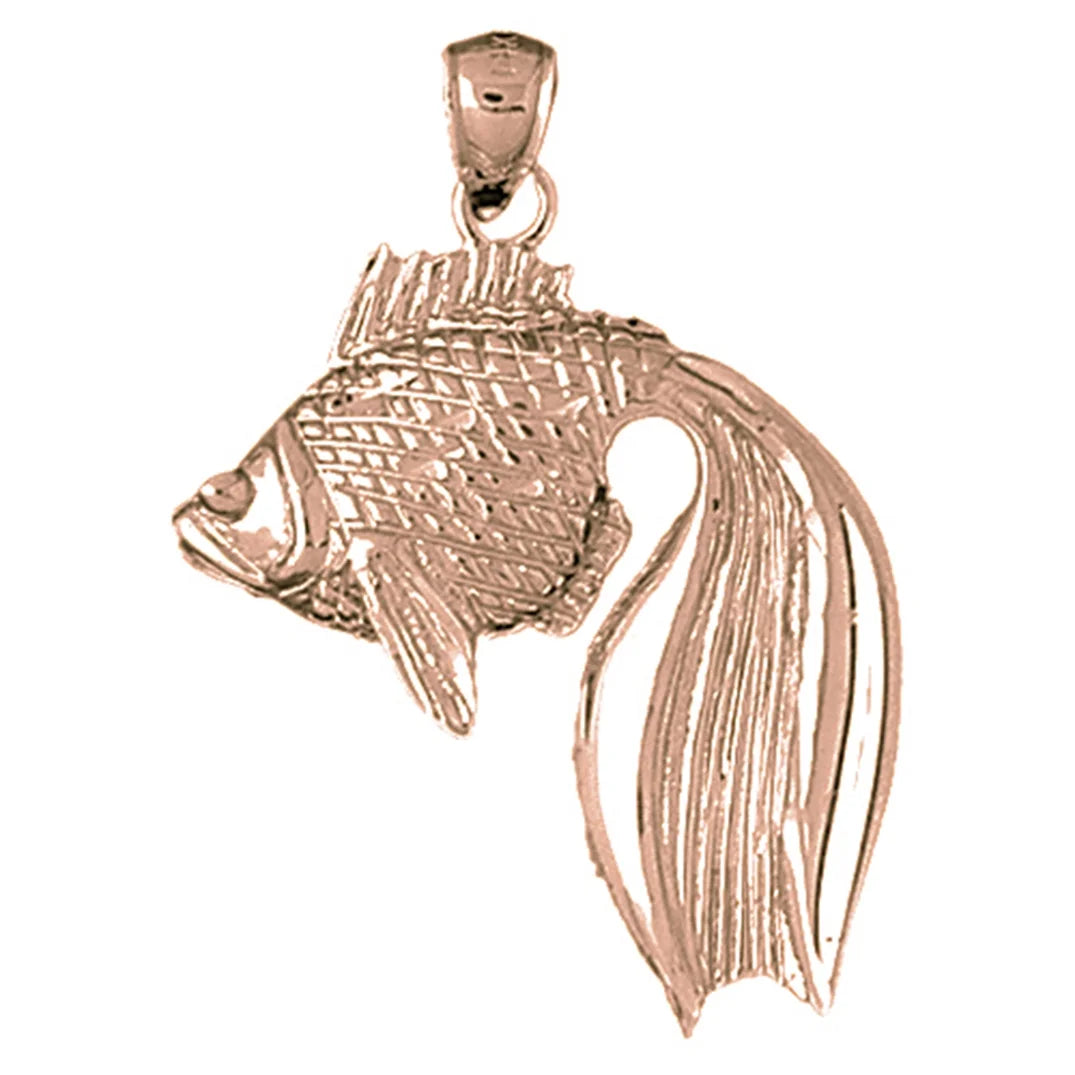 14K Rose Gold Halibut Pendant - 40 mm