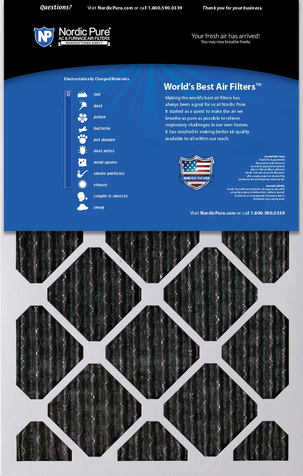 15x20x1 (14_1/2x19_1/2) Furnace Air Filters MERV 12 Pleated Plus Carbon 12 Pack