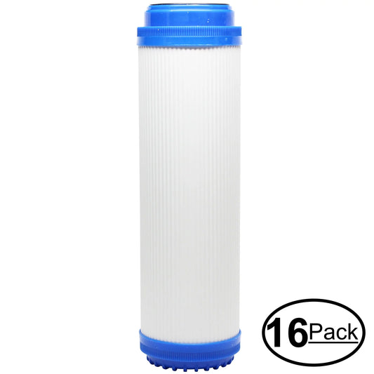 16-Pack Replacement for MaxWater 101038 Granular Activated Carbon Filter - Universal 10-inch Cartridge for MaxWater 9 Stage Alkaline Reverse Osmosis System - Denali Pure Brand