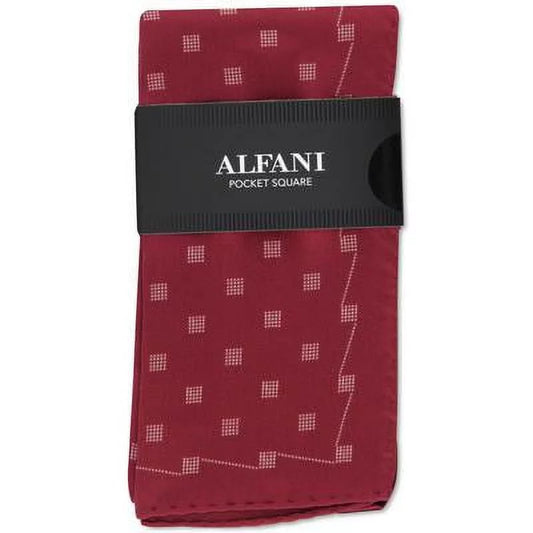 Alfani BURGUNDY Men's Dot Square Geometric Silk Pocket Square, O/S