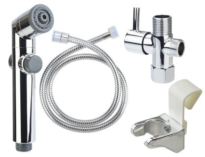 Brondell CleanSpa Hand Held Bidet Sprayer with Dual Spray Pattern in Silver, All Accessories Included