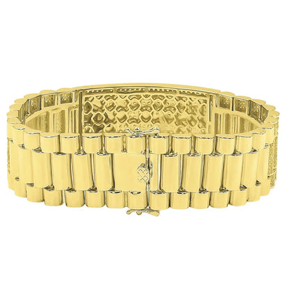 Zodiac Sign Astrology Horoscope Capricorn Horse 14K Gold Yellow Tone Simulated Diamond Mens Bracelet 8.5''