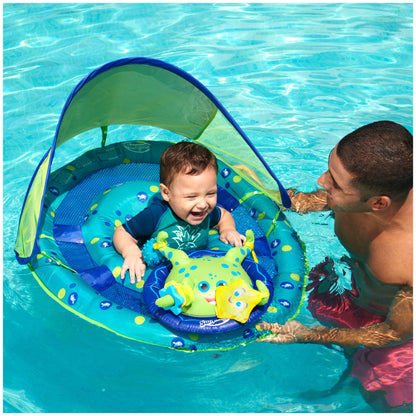 SwimWays Baby Spring Float Activity Center, Inflatable Float for Baby Boys, Blue/Green