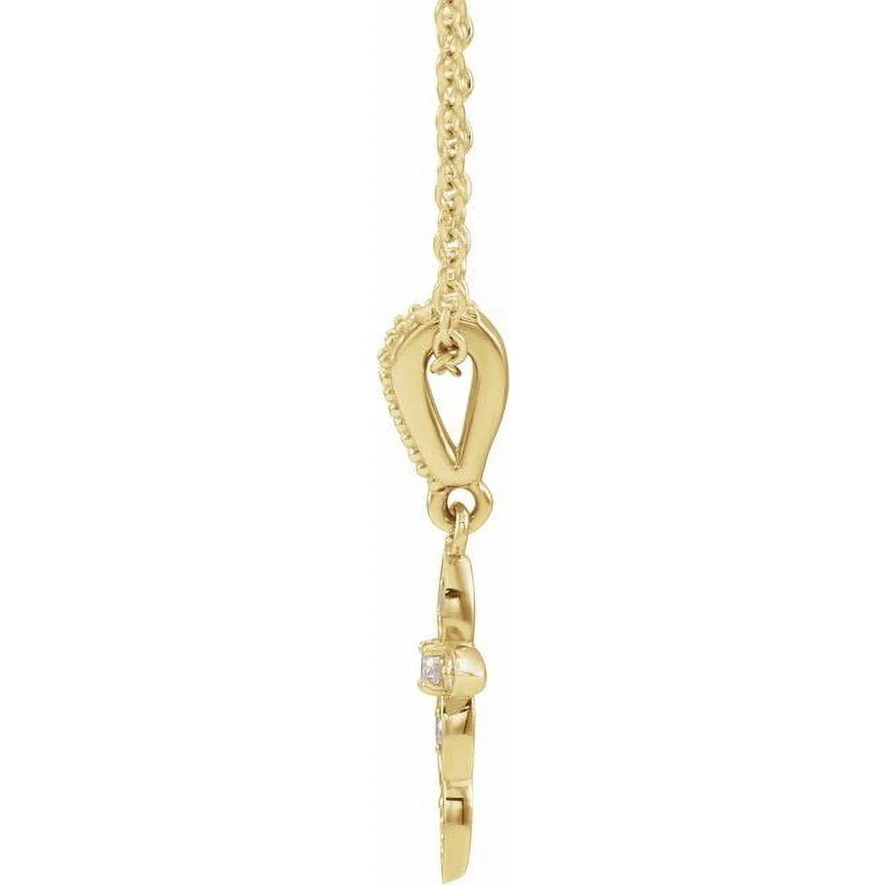 14K Yellow .03 CTW Natural Diamond Petite Vintage-Inspired 16-18" Cross Necklace 87053:702:P