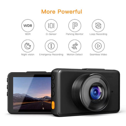 APEMAN Dash Cam 1080P FHD DVR Car Driving Recorder 3" LCD Screen 170°Wide Angle, G-Sensor, WDR, Parking Monitor, Loop Recording, Motion Detection