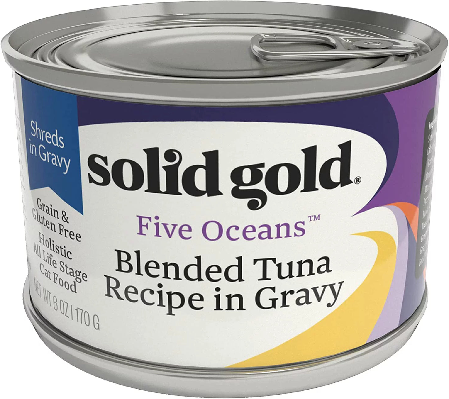 Solid Gold Shreds in Gravy with Real Tuna Fish for Cats - Canned Wet Cat Food - Grain & Gluten Free Shreds with Gravy - Superfood, Protein, Vitamins, Minerals & Amino Acids - 16ct/6oz Can