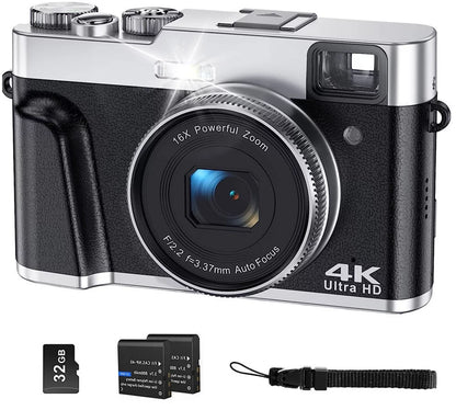 4K Digital Camera for Photography Autofocus 48MP 4K Camera for Vlogging YouTube 16X Digital Zoom Video Camera with 32GB SD Card