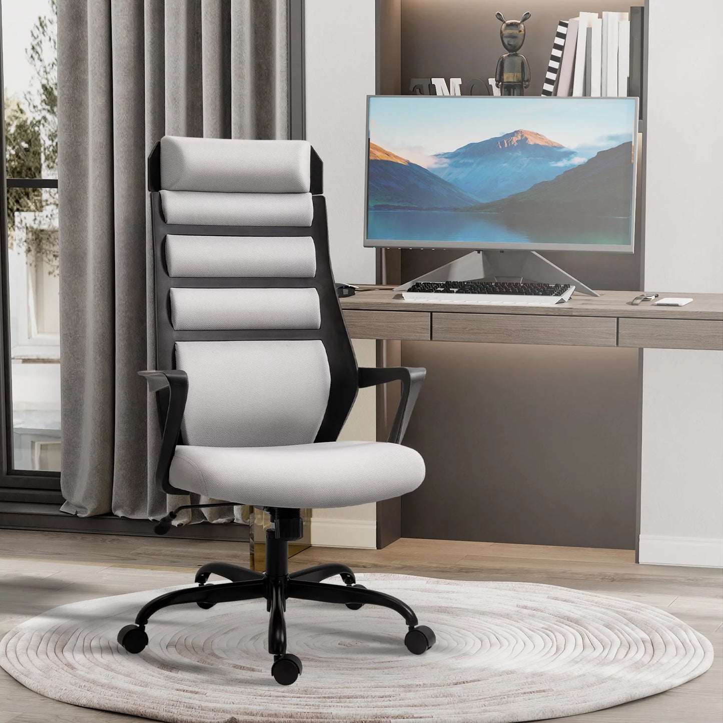 Vinsetto 26.75 in Executive Chair with Swivel & Adjustable Height, 275 lb. Capacity, Grey