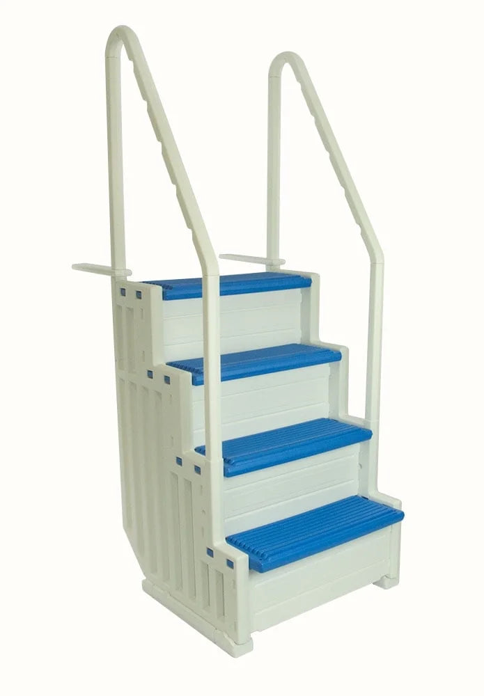 Confer Plastics In-Pool Step Aboveground Swimming Pool Steps Entry System, Blue Tread White Step