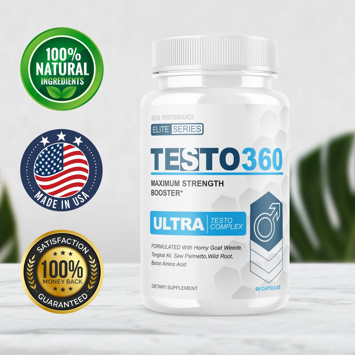 Testo 360 Ultra Pene Testo Complex para Hombres Elite Series pastillas Maximum Strength Pills (5 Pack - 300 Capsules)