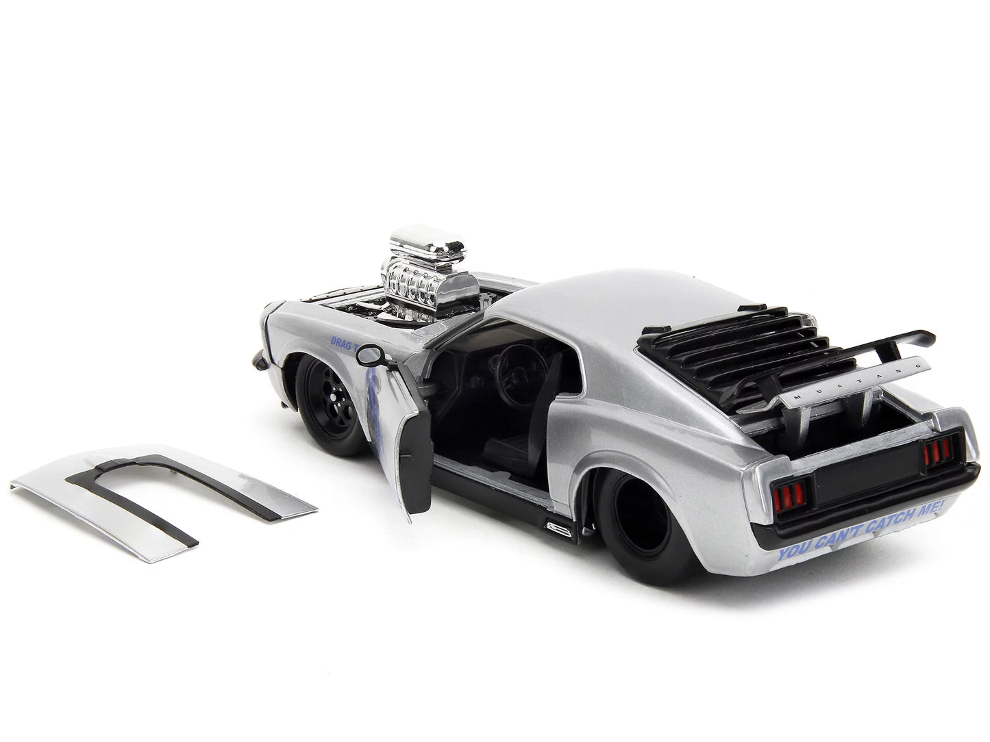 1970 Ford Mustang Boss 429 Silver Metallic Highway Drag - Drag Trooper Bigtime Muscle Series 1/24 Diecast Model Car by Jada