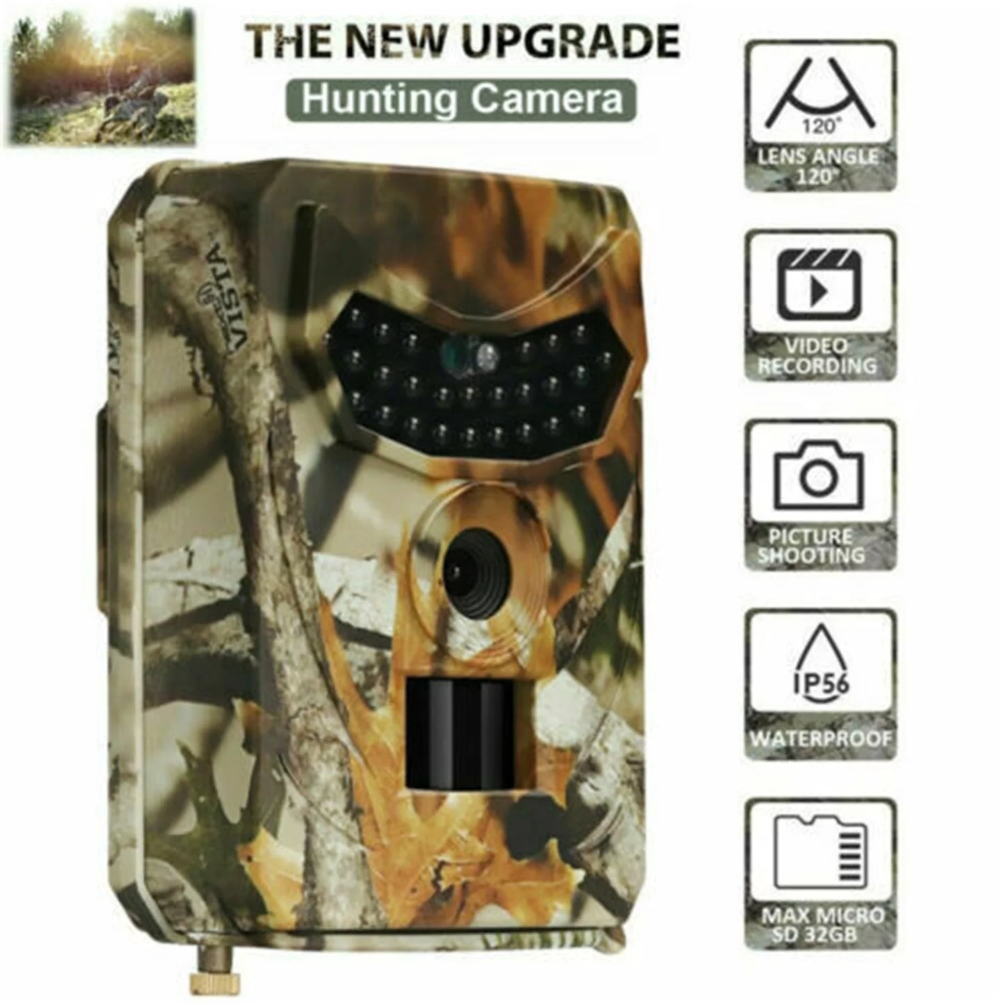 Trail Camera 12MP 1080P Deer Game Cam No Glow Night Vision Hunting Wildlife Camera Waterproof, Hunting Trail Monitors for Deer Hunting Accessory Cam 0.2S Trigger Speed Time Lapse Field Camera