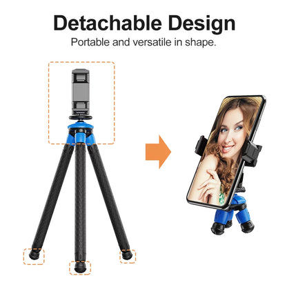 APEXEL APL-JJ07 Detachable Flexible Octopus Tripod Portable Mini Travel Mobile Phone Tripod with Foldable Phone Clip Compatible with GoPro DSLR Camera Max Load 3kg