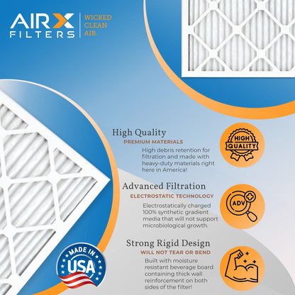 24x24x2 Air Filter MERV 11 Rating, 12 Pack of Furnace Filters Comparable to MPR 1000, MPR 1200 & FPR 7 - Made in USA by AIRX FILTERS WICKED CLEAN AIR.