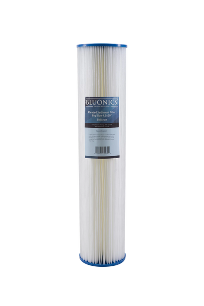 Big Blue Pleated Sediment and Carbon Block Replacement Water Filters 4pcs (5 Micron) 4.5" x 20" Cartridges