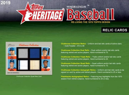 2019 Topps Heritage Retail Box Sealed (24 packs, 9 cards per pack)