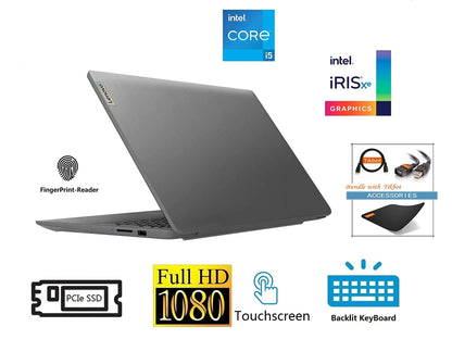 2021 IdeaPad 3 Laptop, 15.6" FHD IPS Touchscreen Display, i5-1135G7 (>i7-1065G7), Iris Xe Graphics, Wi-Fi 6, Camera, Type-C, Fingerprint, w/Accessories (20GB RAM | 512GB PCIe SSD)