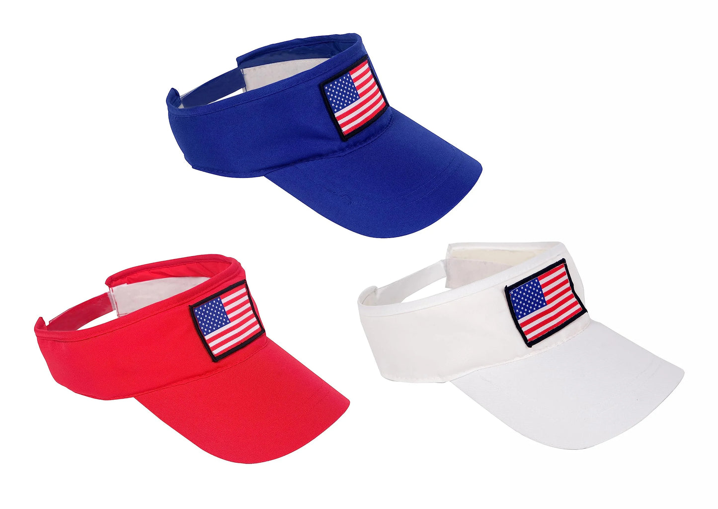 Bulk 24 Pack of Patriotic American Flag Sun Visor Hats