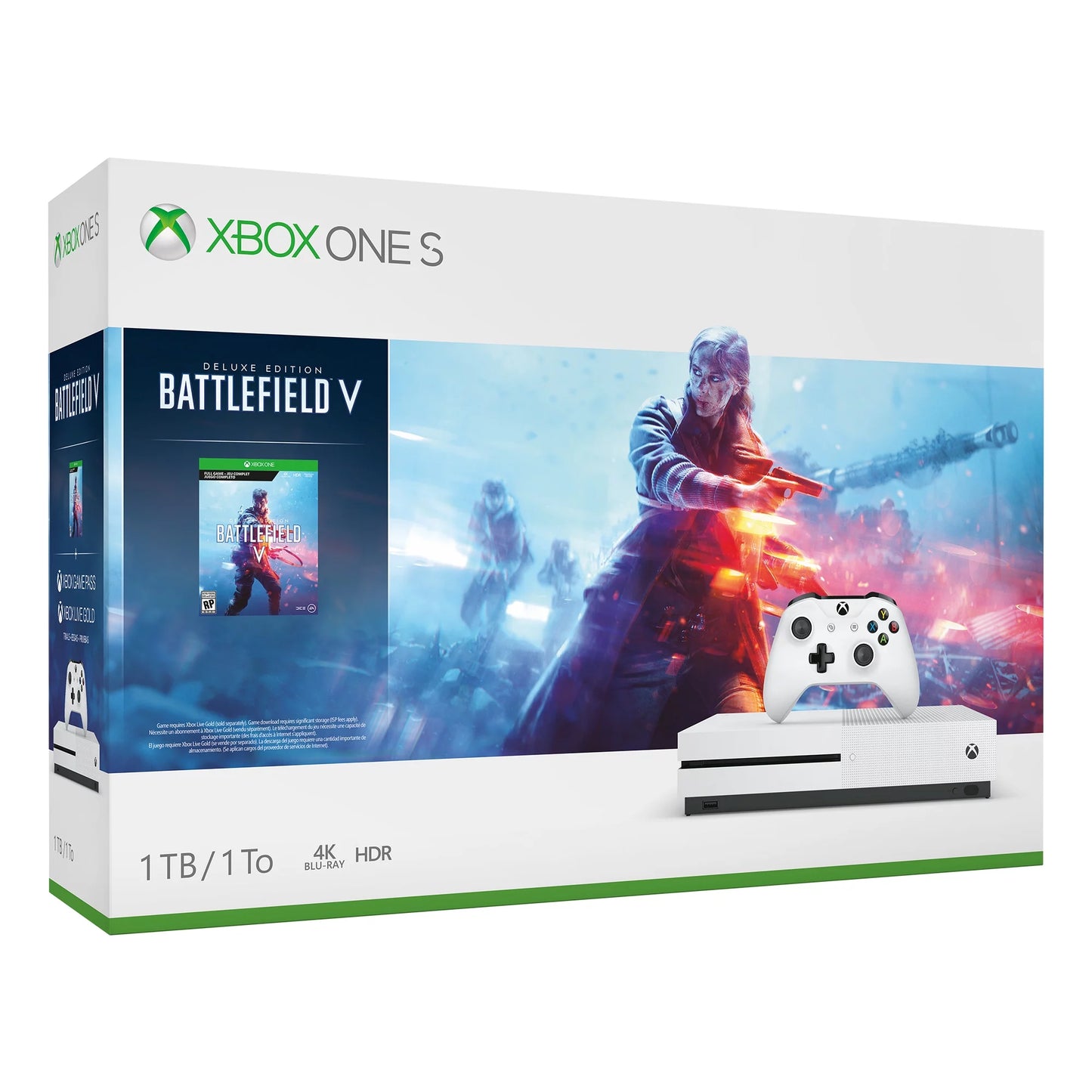 Xbox One S 1TB Battlefield V Bundle, White, 234-00679