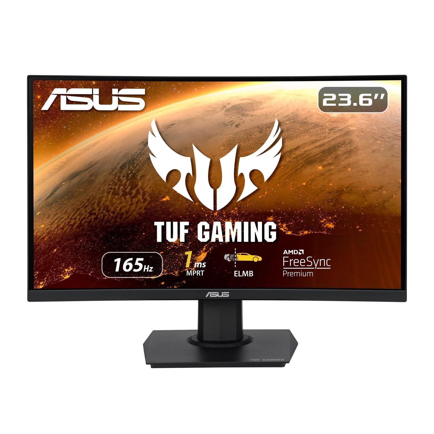 TUF Gaming 23.6" 1080P Curved Gaming Monitor, - Full HD, 165Hz, 1ms, Extreme Low Motion Blur, Adaptive-Sync, FreeSync Premium, Shadow Boost, VESA Mountable, DisplayPort, HDMI - VG24VQE