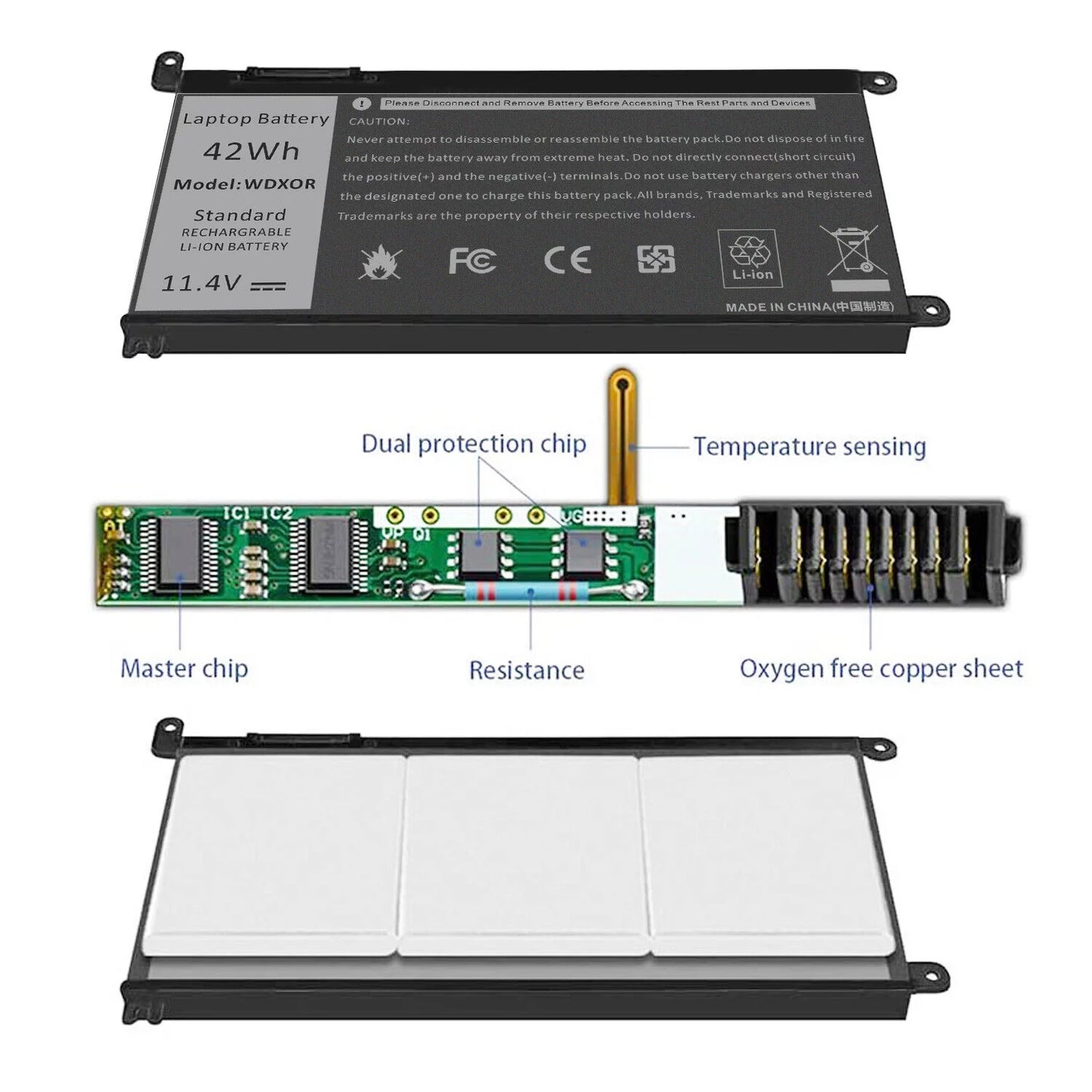 WDXOR WDX0R Battery For Inspiron 15 5565 5567 5568 5578 13 5368 5378 5379